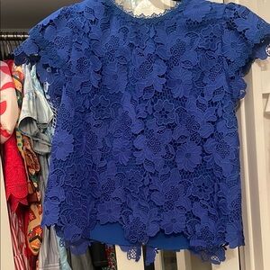 Elegant Blue Lace Women’s Top Alice + Olivia